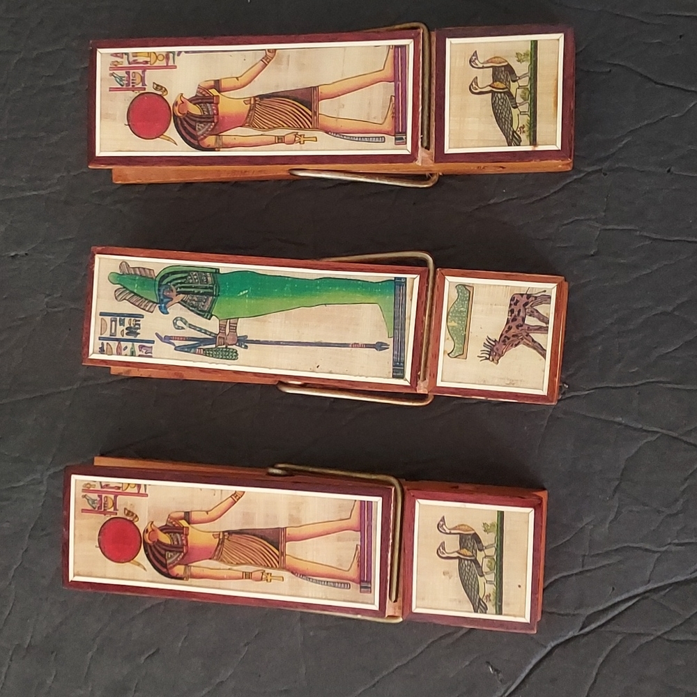 Egyptian Picture Wood Clips 5 3/4 in.Lx1in.Hx1.5in.W,Multicolor GUC  you get ALL